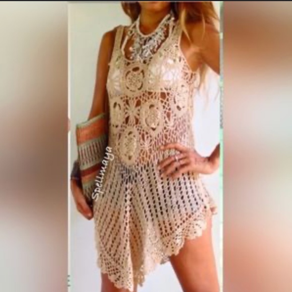 Other - Vintage Lovely Macramé Crochet Cover up/ Dress Women Size S